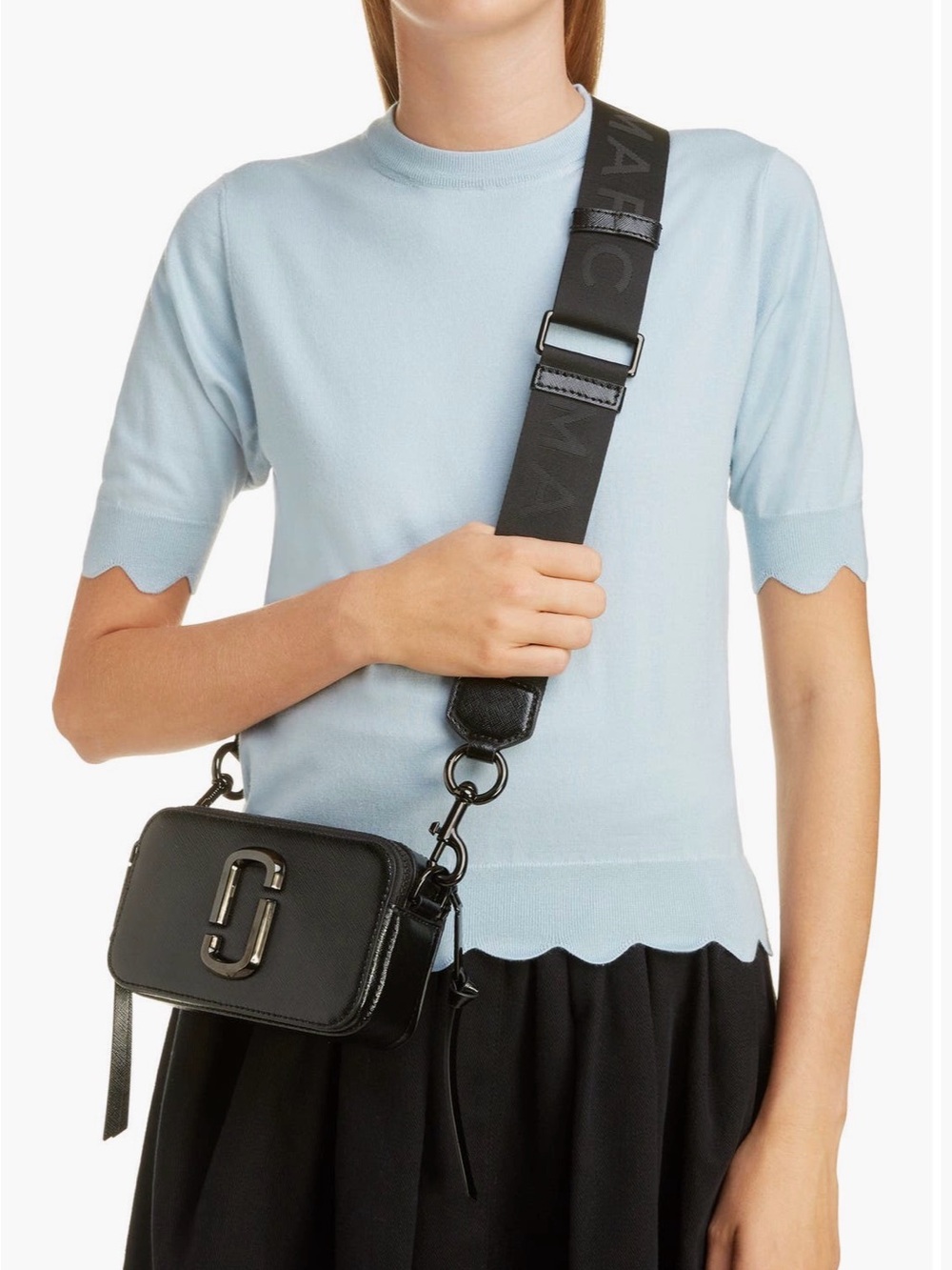 Marc Jacobs DTM Snapshot Black/Black Saffiano Crossbody Camera Bag Minimalist